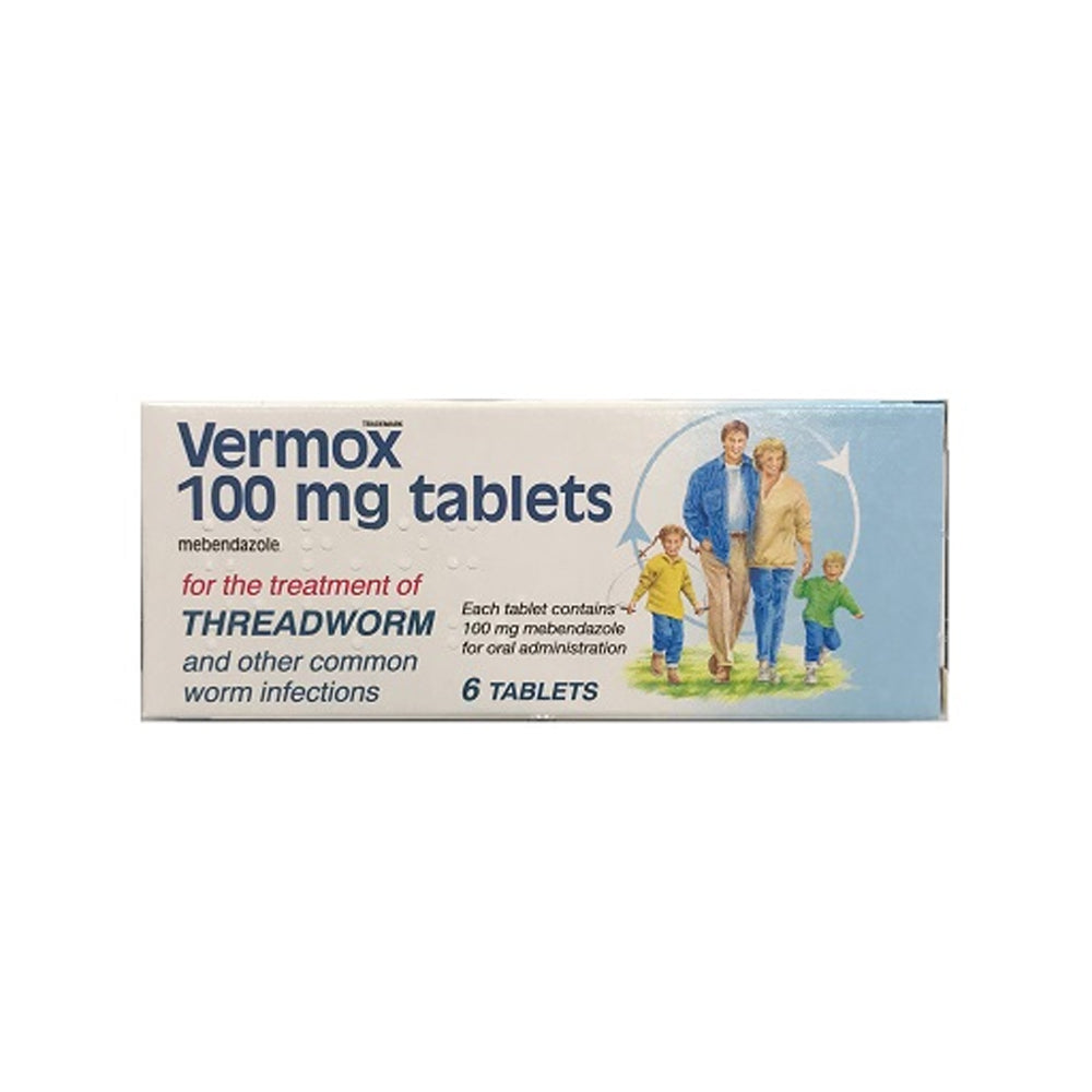 Vermox 100mg Mebendazole Tablets 6s