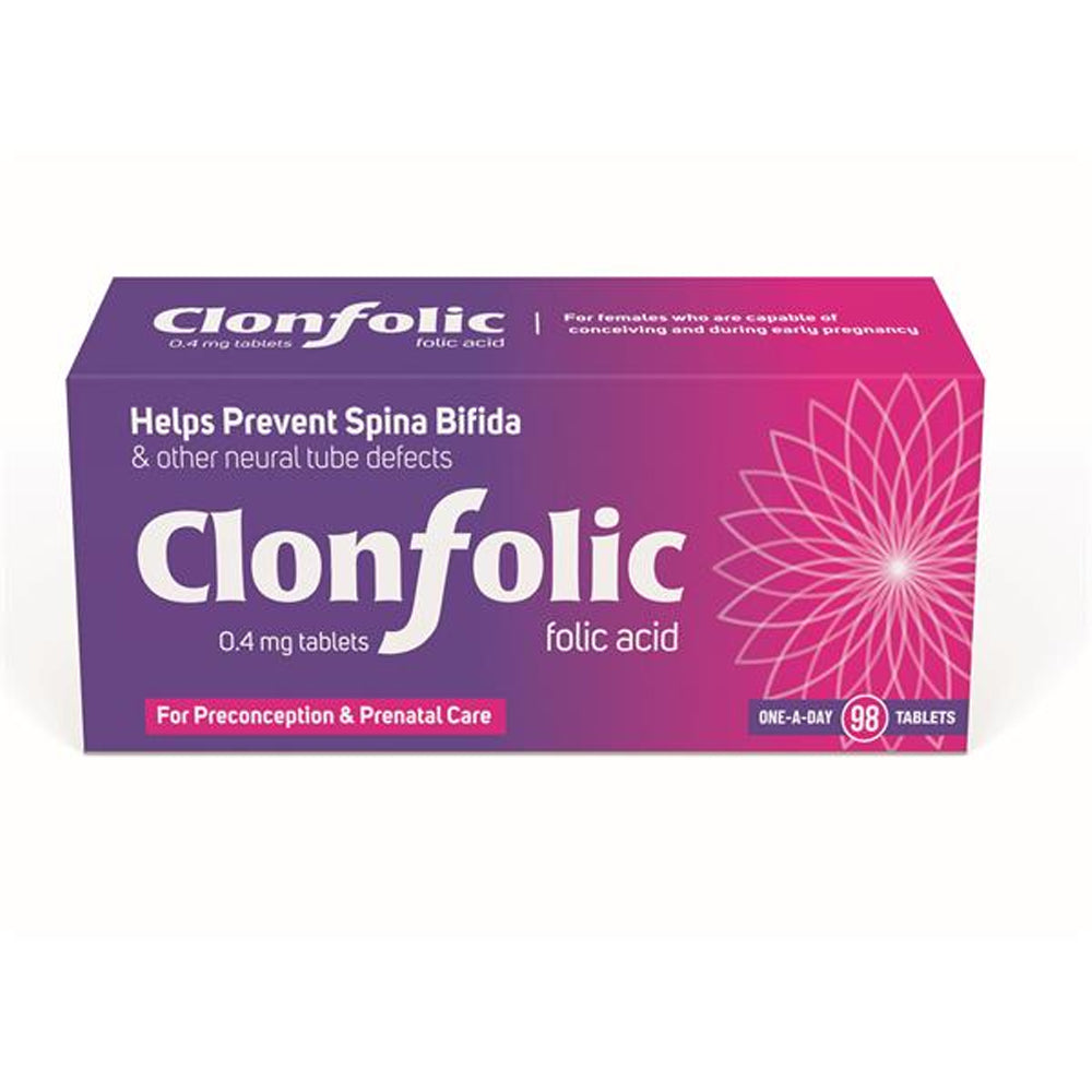 Clonfolic Folic Acid One A Day 0.4mg Tablets